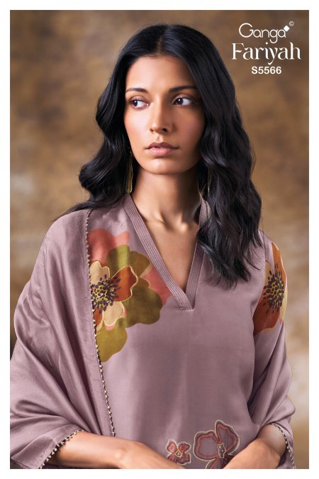Fariyah 5566 By Ganga Bemberg Silk Satin Salwar Kameez